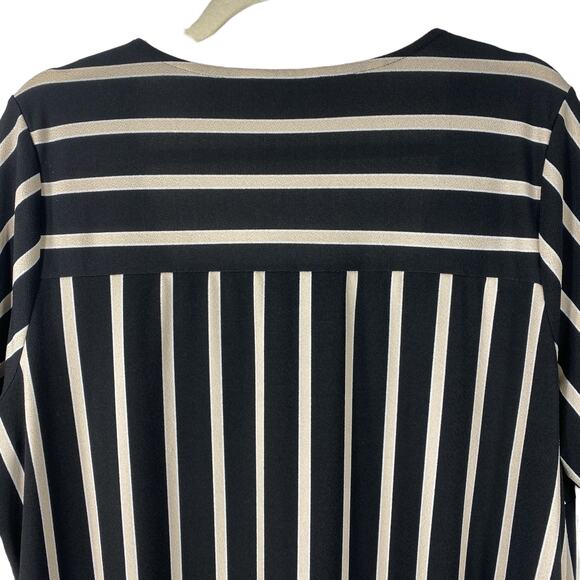 Adrianna Papell Square Neck Top Shirt Plus Sz 1X Black Tan Stripes Office Work - Picture 7 of 10